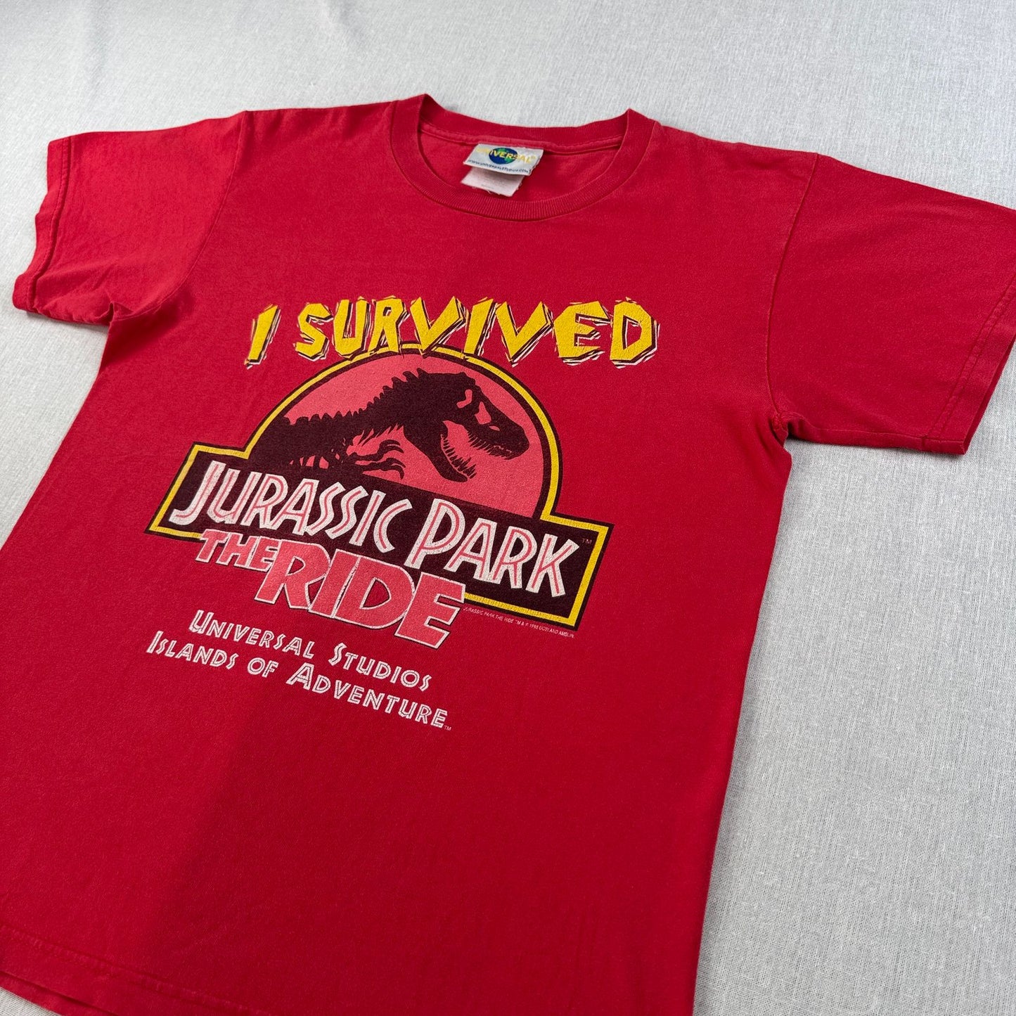 90s ジュラシックパーク JURASSIC PARK 赤 Tシャツ S m-x-2505-010