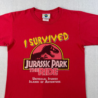 90s ジュラシックパーク JURASSIC PARK 赤 Tシャツ S m-x-2505-010