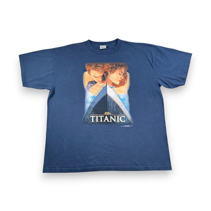 美品 90s TITANIC タイタニック 映画 Tシャツ ネイビー 特大 コピーライト 1998 m-x-2505-036