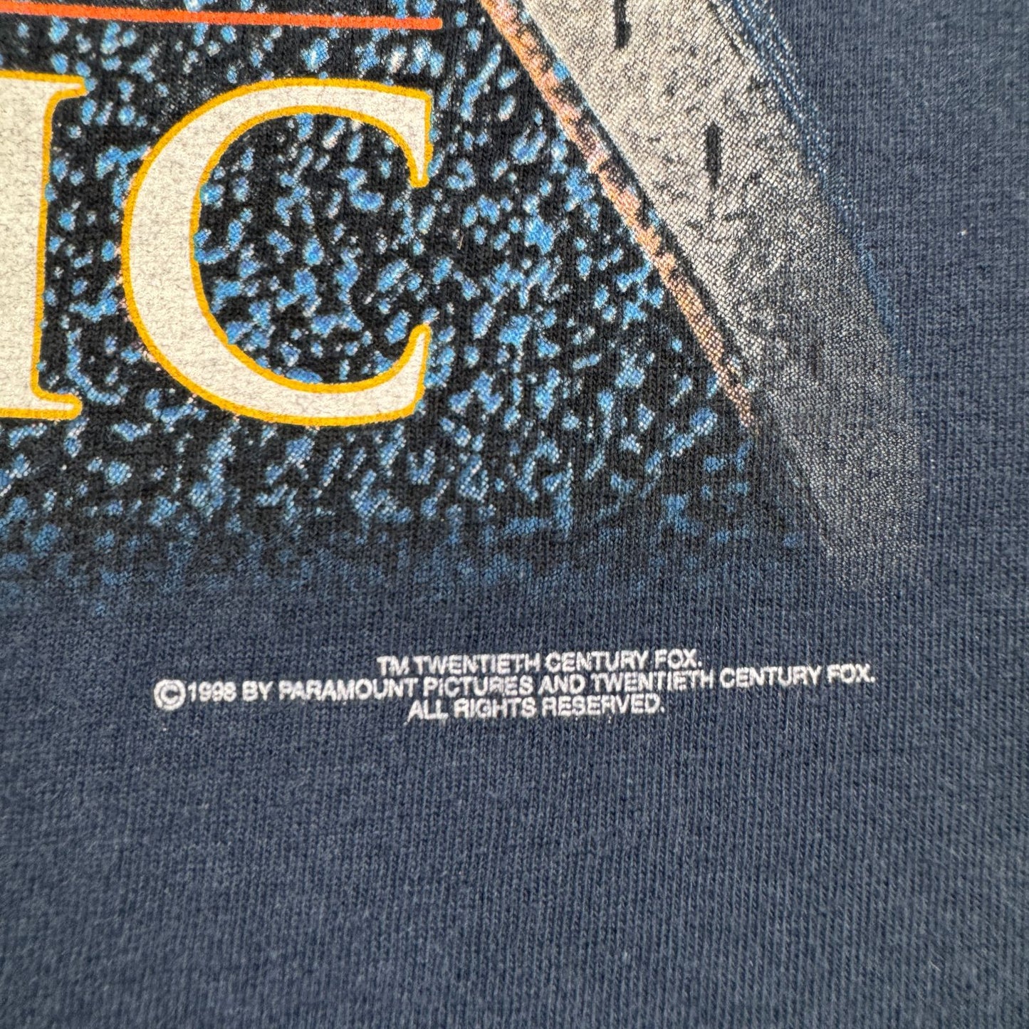 美品 90s TITANIC タイタニック 映画 Tシャツ ネイビー 特大 コピーライト 1998 m-x-2505-036