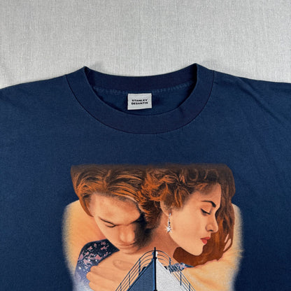 美品 90s TITANIC タイタニック 映画 Tシャツ ネイビー 特大 コピーライト 1998 m-x-2505-036