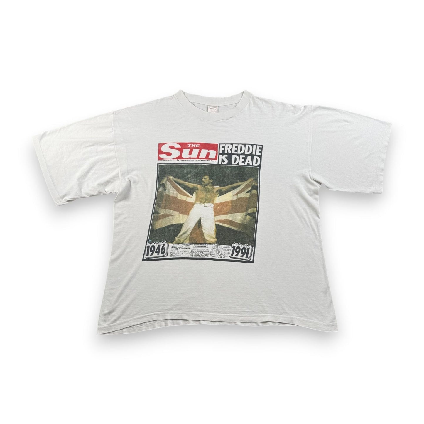 クイーン QUEEN フレディ マーキュリー 追悼T Tシャツ XL 白 バンドT ba-000021