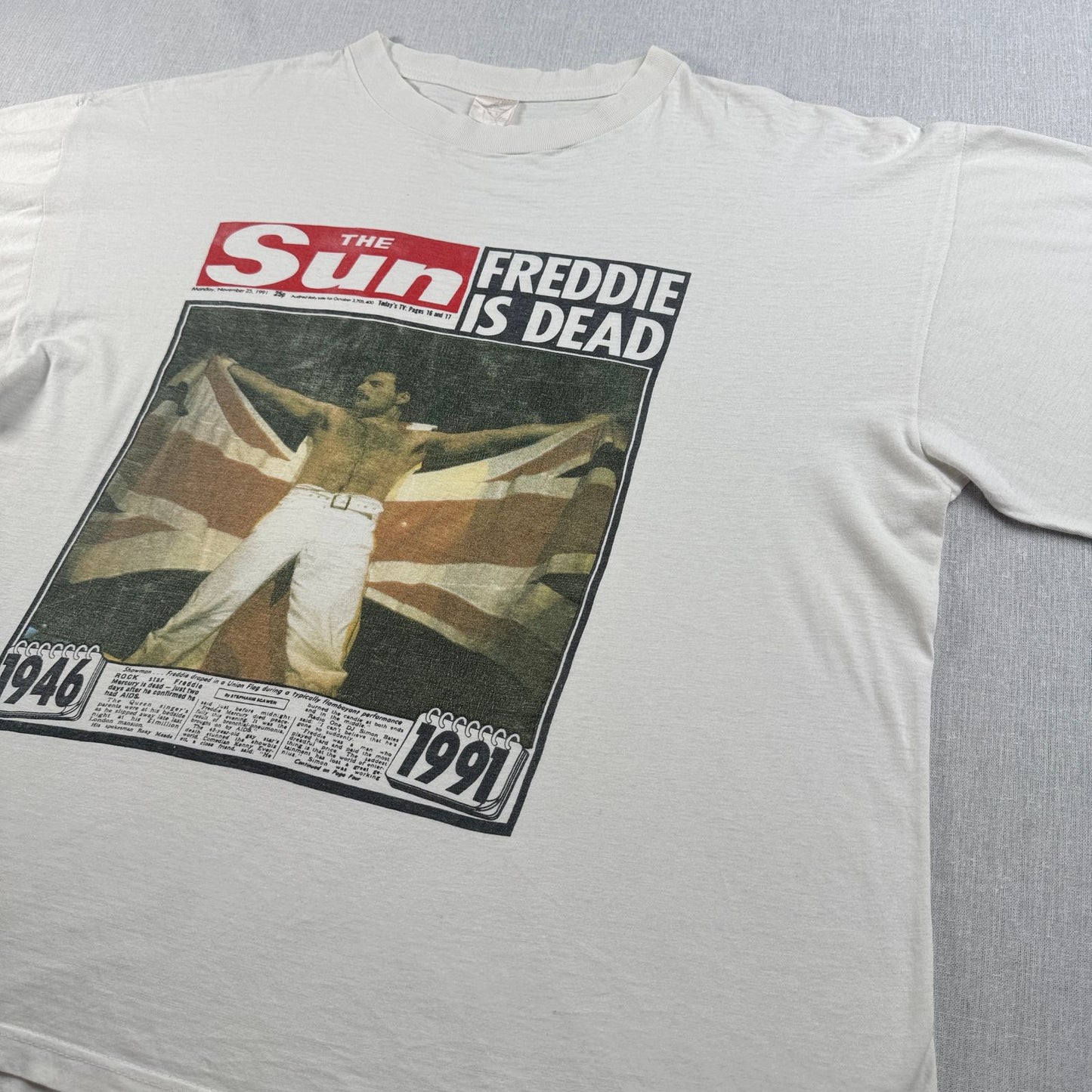 クイーン QUEEN フレディ マーキュリー 追悼T Tシャツ XL 白 バンドT ba-000021