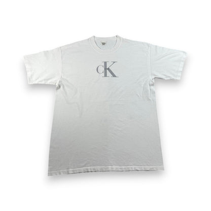 90s Calvin Klein カルバンクライン USA製 Tシャツ メッセージ 白 XL br-000010