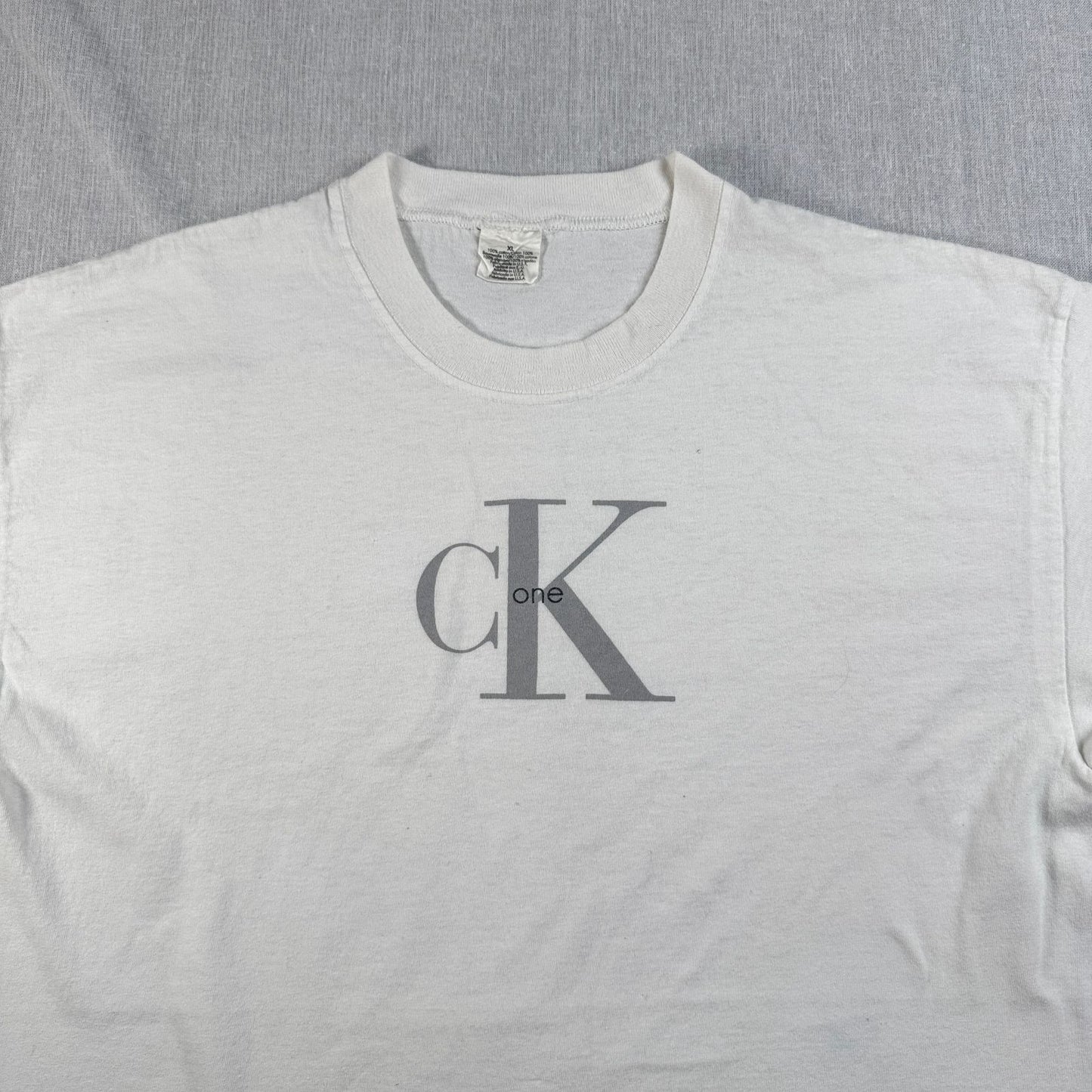 90s Calvin Klein カルバンクライン USA製 Tシャツ メッセージ 白 XL br-000010