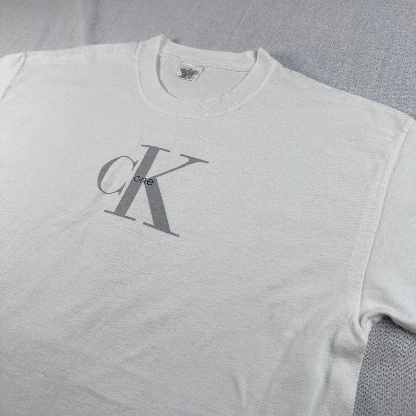 90s Calvin Klein カルバンクライン USA製 Tシャツ メッセージ 白 XL br-000010