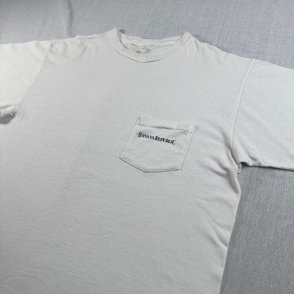 90s バナナリパブリック USA製 Tシャツ アートT 大陸 Banana Republic 白 シングルステッチ br-x-2505-006
