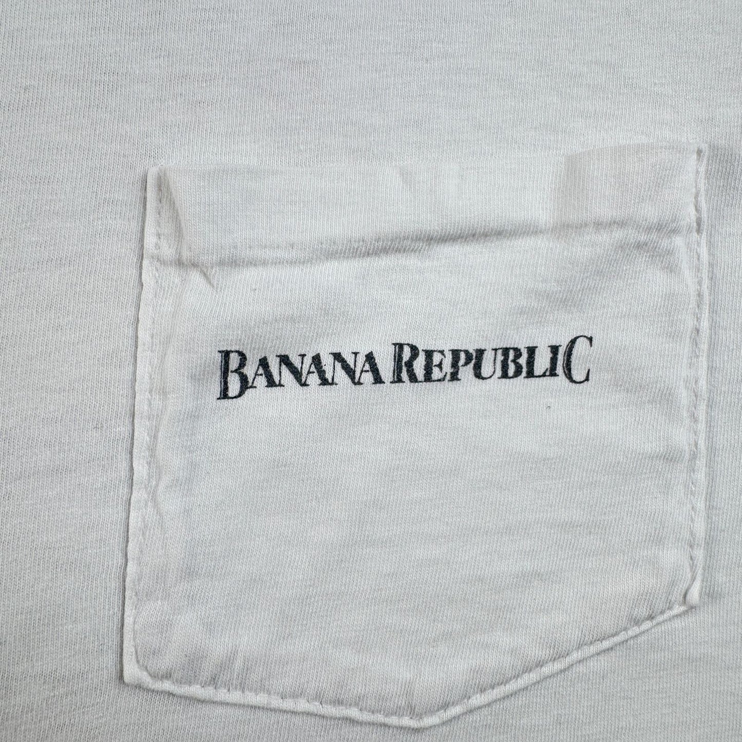 90s バナナリパブリック USA製 Tシャツ アートT 大陸 Banana Republic 白 シングルステッチ br-x-2505-006