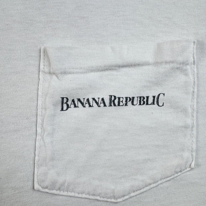 90s バナナリパブリック USA製 Tシャツ アートT 大陸 Banana Republic 白 シングルステッチ br-x-2505-006