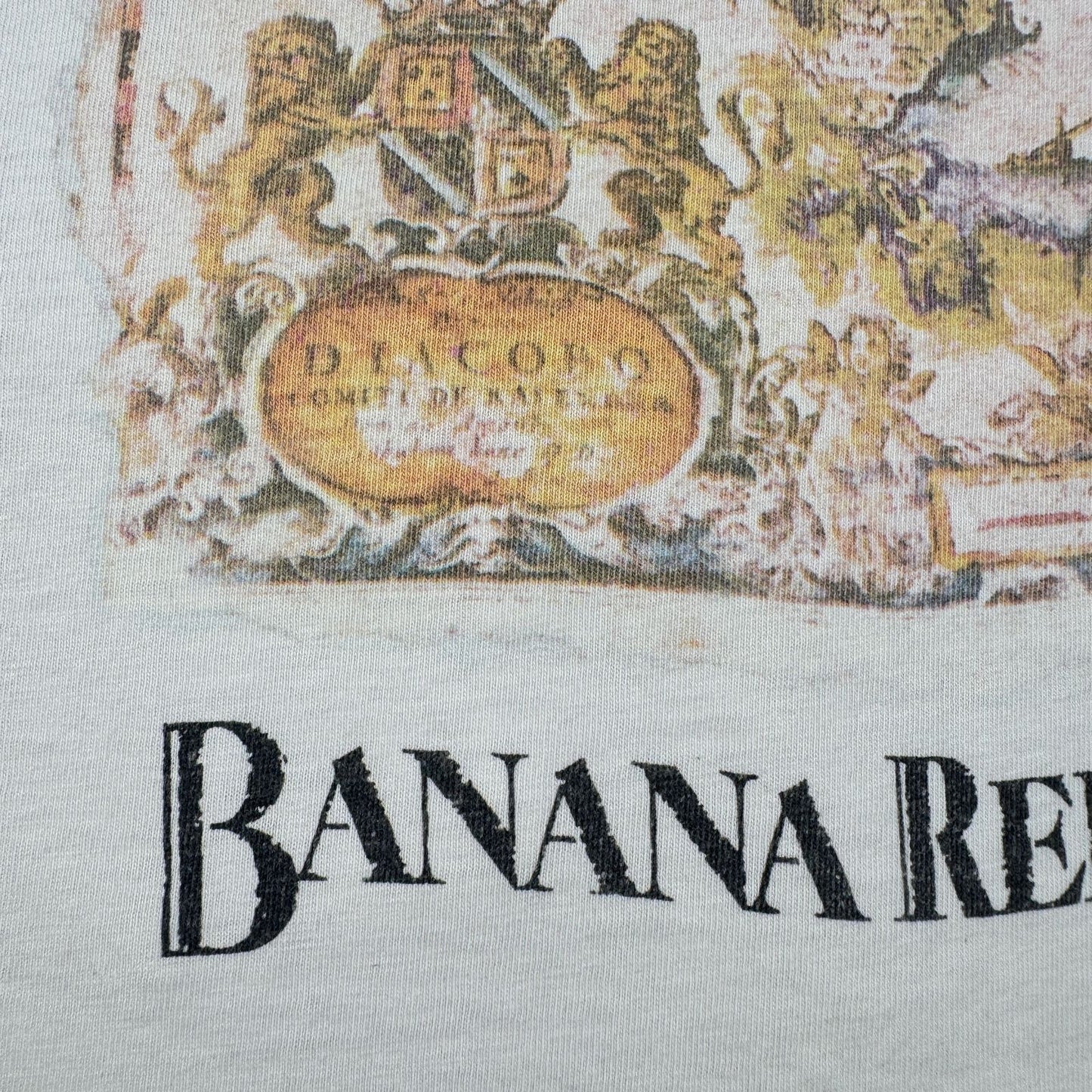 90s バナナリパブリック USA製 Tシャツ アートT 大陸 Banana Republic 白 シングルステッチ br-x-2505-006