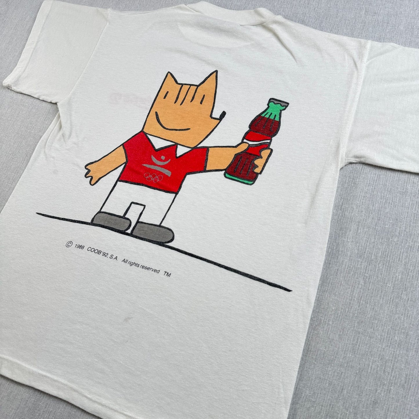 80s バルセロナオリンピック コカコーラ プロモT Tシャツ 1988 オリンピック 白 スペイン製 coca cola シングルステッチ co-u-2505-016