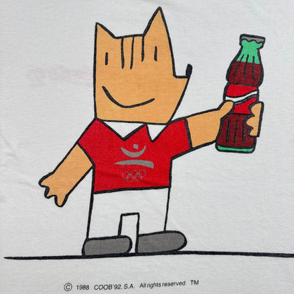 80s バルセロナオリンピック コカコーラ プロモT Tシャツ 1988 オリンピック 白 スペイン製 coca cola シングルステッチ co-u-2505-016