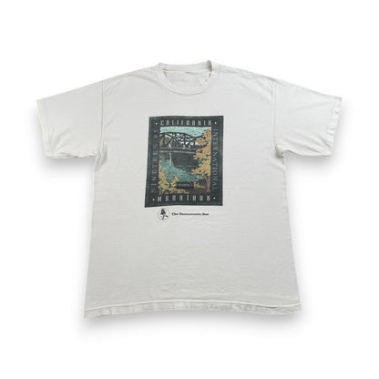 90s AT&T 企業T Tシャツ カルフォルニア マラソン アートT 白 シングルステッチ co-x-2505-003