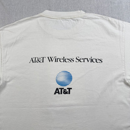 90s AT&T 企業T Tシャツ カルフォルニア マラソン アートT 白 シングルステッチ co-x-2505-003