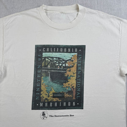 90s AT&T 企業T Tシャツ カルフォルニア マラソン アートT 白 シングルステッチ co-x-2505-003