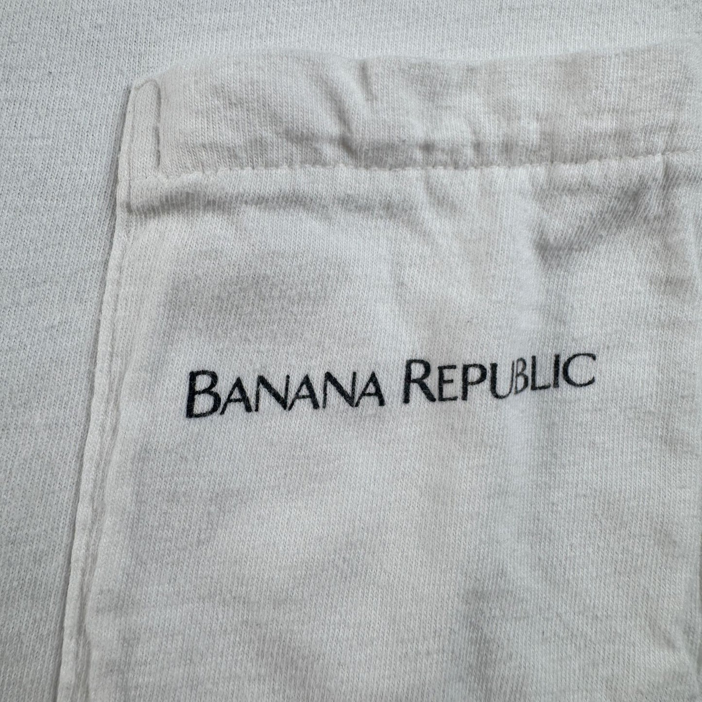 90s バナナリパブリック USA製 Tシャツ アートT トカゲ Banana Republic 白 シングルステッチ ポケT ポケット 胸ポケット XS br-x-2505-005
