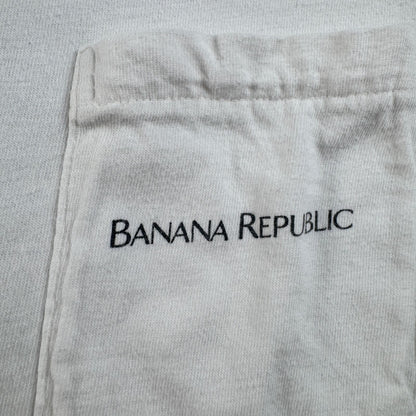 90s バナナリパブリック USA製 Tシャツ アートT トカゲ Banana Republic 白 シングルステッチ ポケT ポケット 胸ポケット XS br-x-2505-005