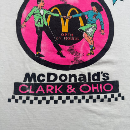 80s 90s マクドナルド 企業T Tシャツ ロックンロール McDonalds Chicago Rock & Roll 白 シングルステッチ co-x-2505-007