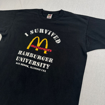 90s マクドナルド 企業T Tシャツ 黒 ハンバーガー McDonalds 黒 シングルステッチ co-x-2505-008