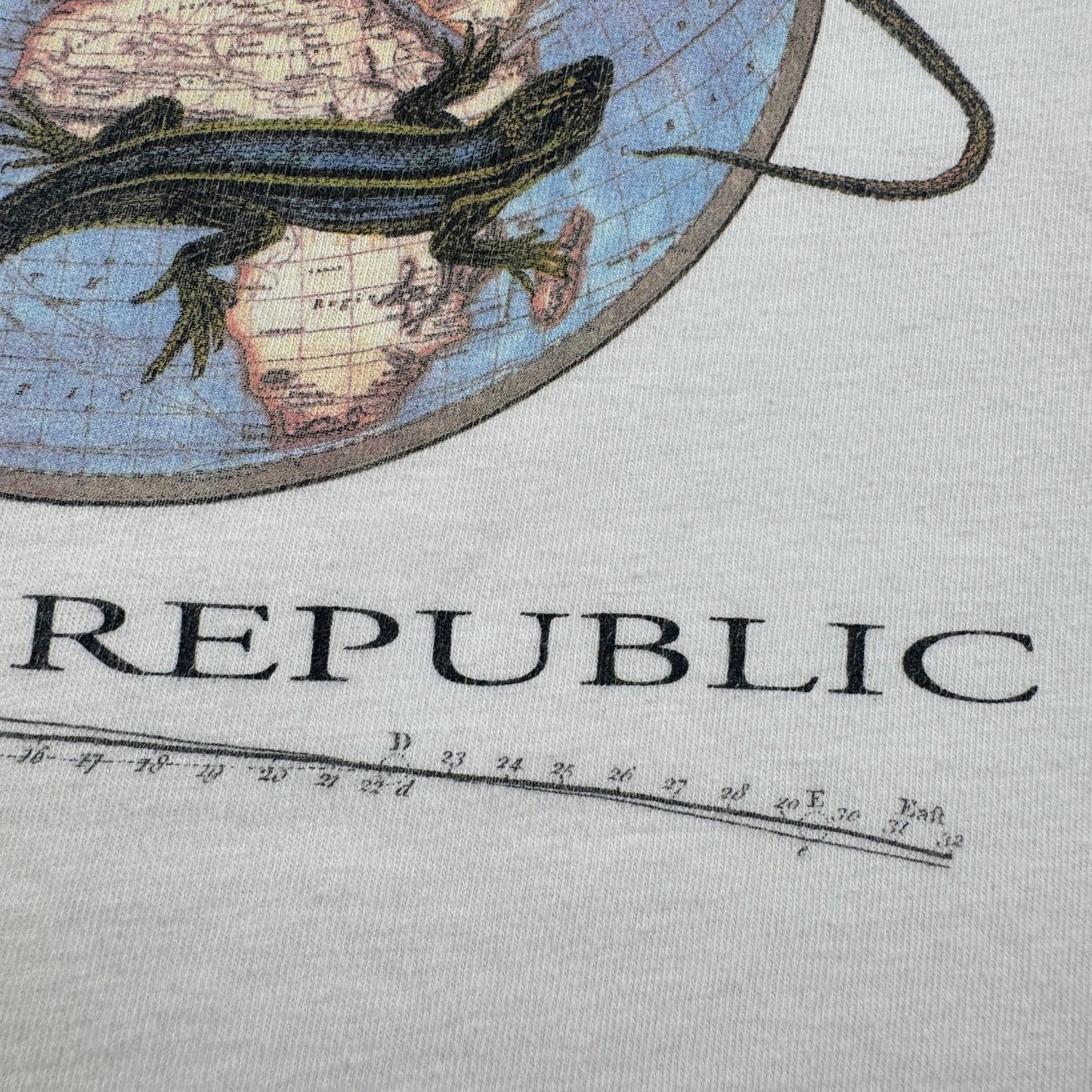 90s バナナリパブリック USA製 Tシャツ アートT トカゲ Banana Republic 白 シングルステッチ ポケT ポケット 胸ポケット XS br-x-2505-005