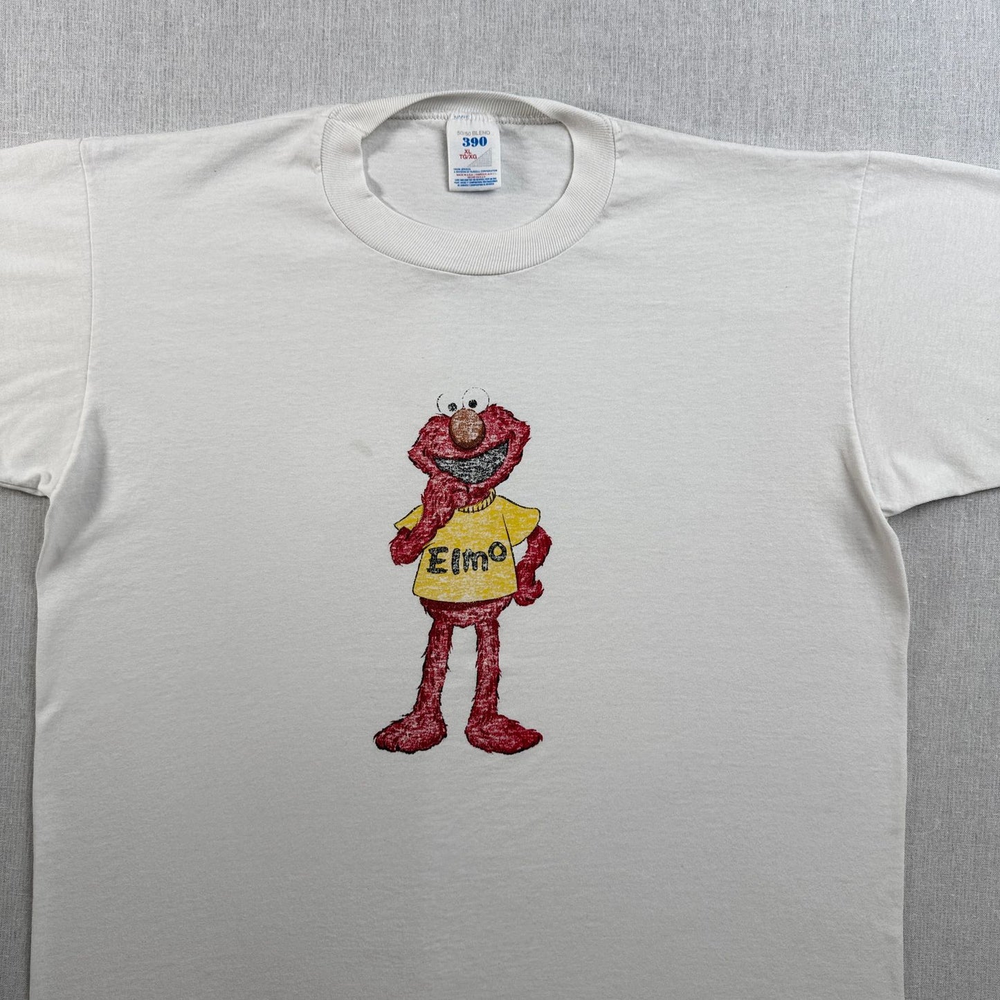 90s エルモ elmo Tシャツ 白 USA製 セサミストリート シングルステッチ ch-u-2505-073