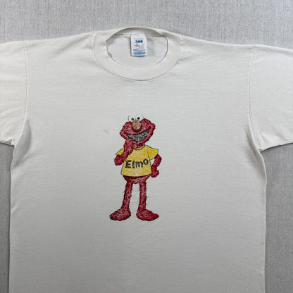 90s エルモ elmo Tシャツ 白 USA製 セサミストリート シングルステッチ ch-u-2505-073