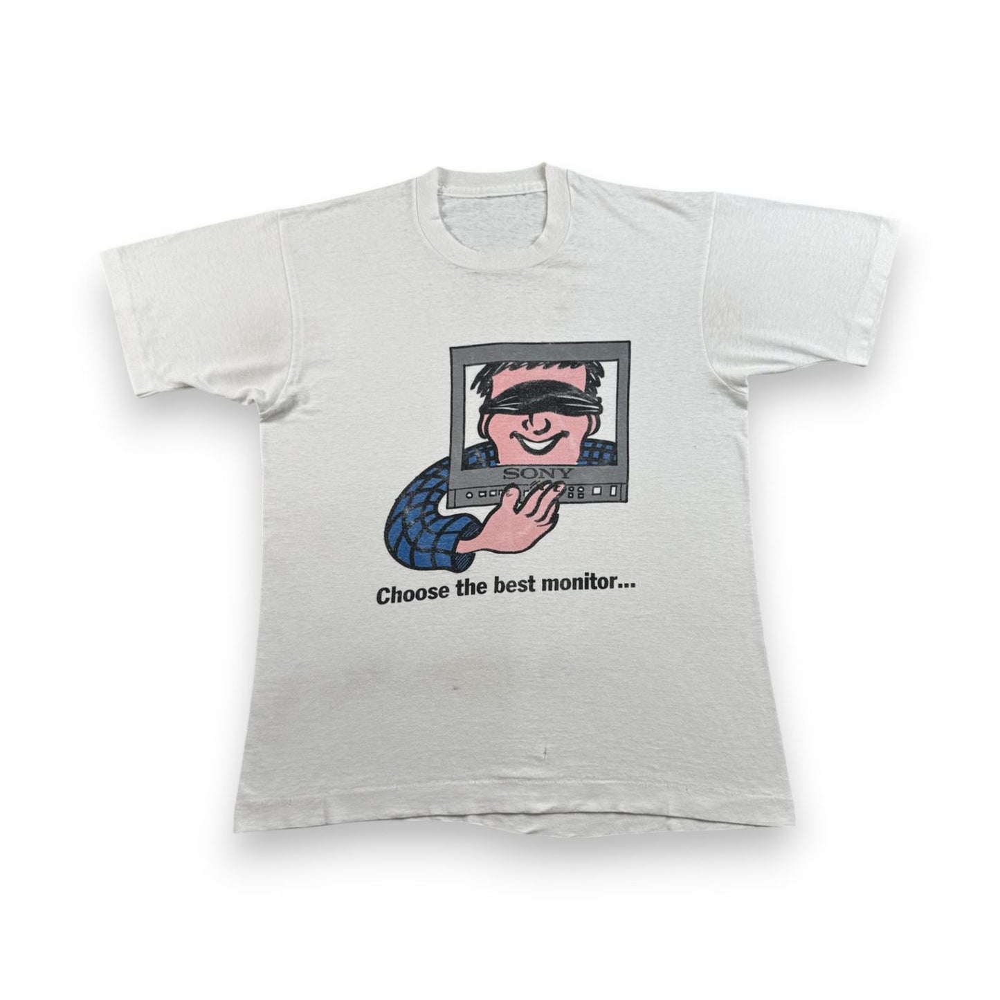 80s 90s SONY ソニー Tシャツ 企業T 白 choose the best monitor シングルステッチ co-t-2505-007
