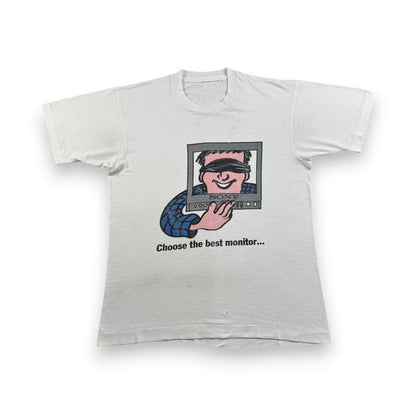 80s 90s SONY ソニー Tシャツ 企業T 白 choose the best monitor シングルステッチ co-t-2505-007