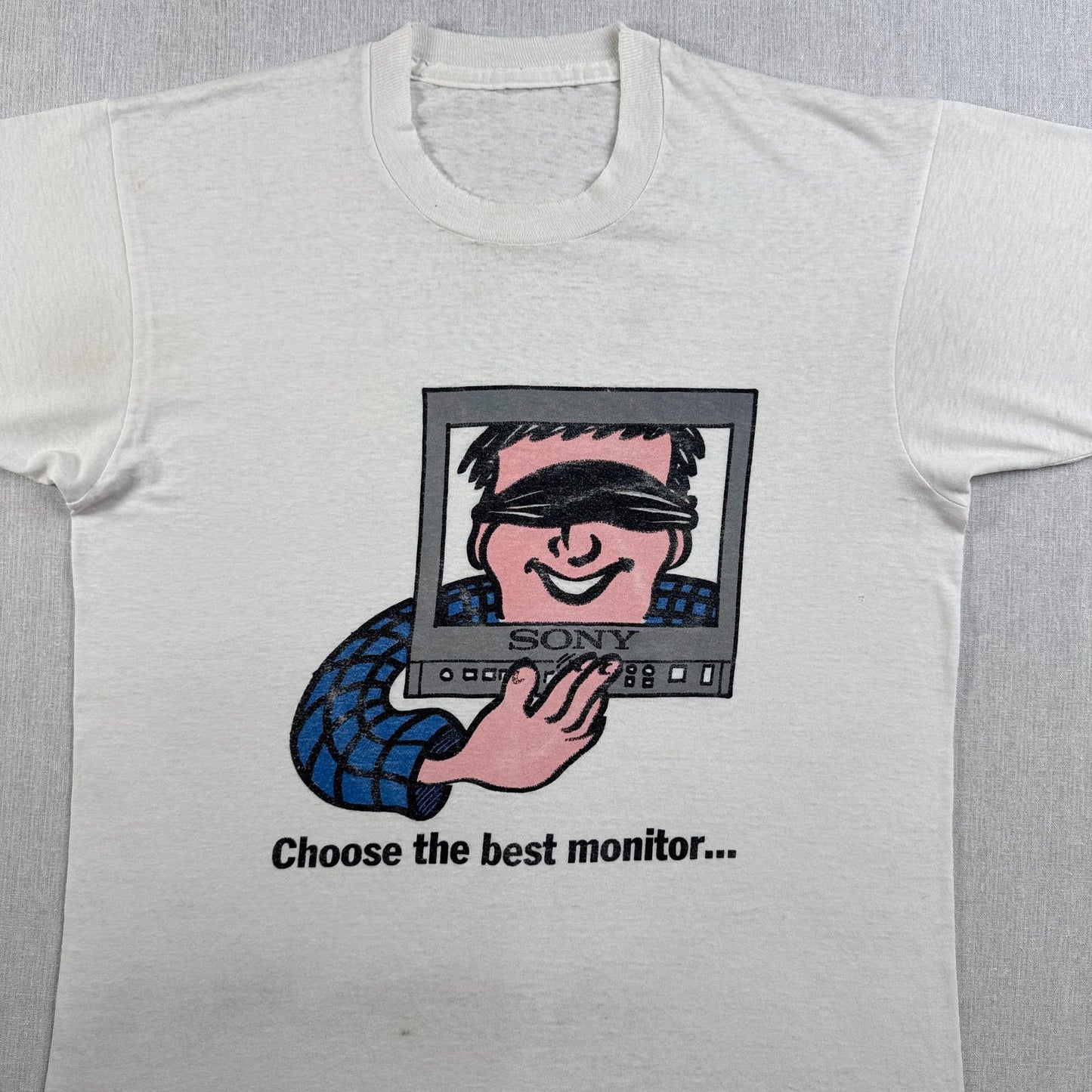 80s 90s SONY ソニー Tシャツ 企業T 白 choose the best monitor シングルステッチ co-t-2505-007