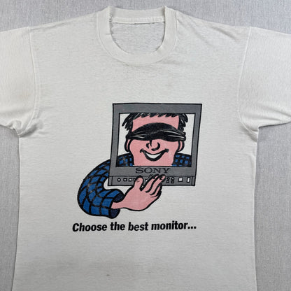 80s 90s SONY ソニー Tシャツ 企業T 白 choose the best monitor シングルステッチ co-t-2505-007