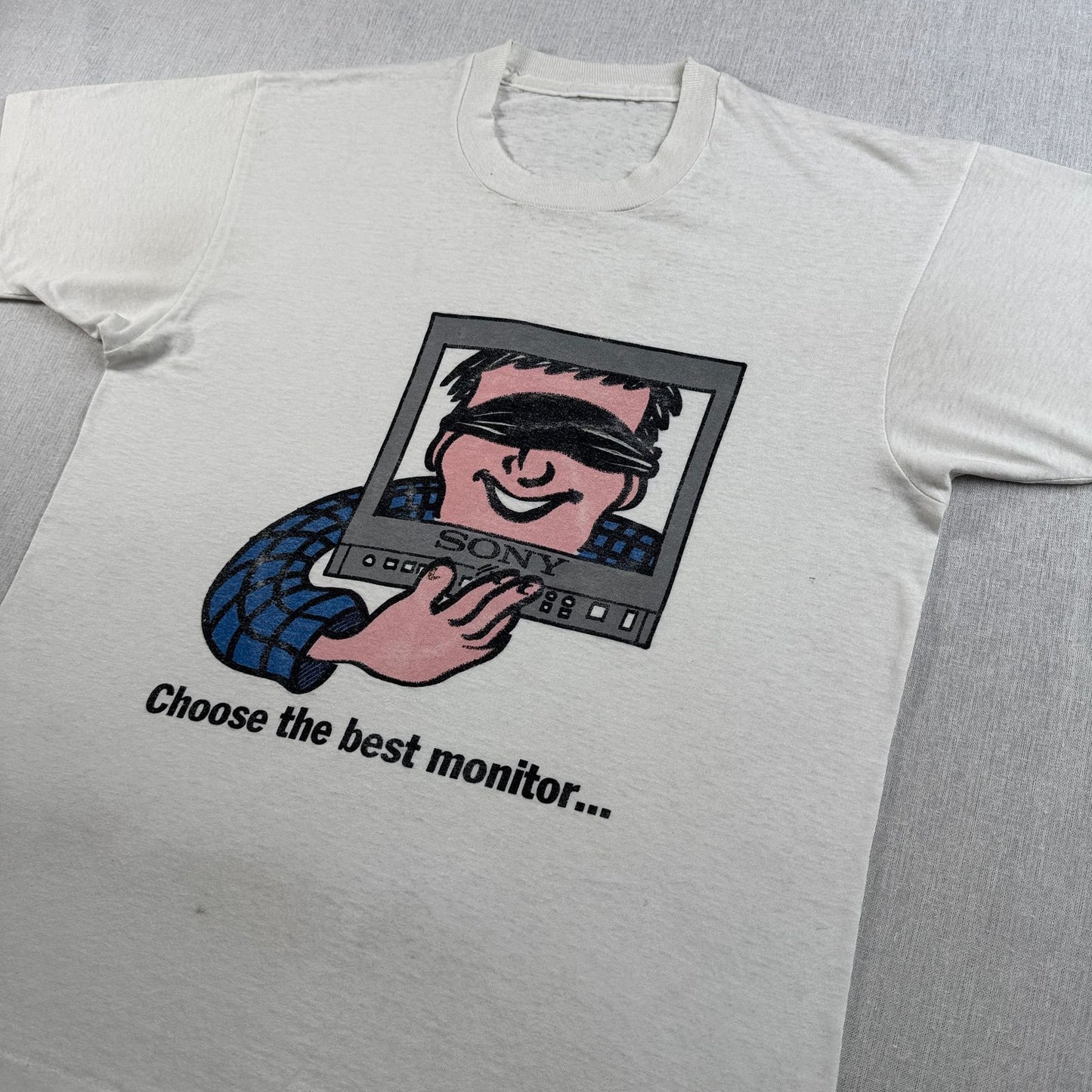 80s 90s SONY ソニー Tシャツ 企業T 白 choose the best monitor シングルステッチ co-t-2505-007