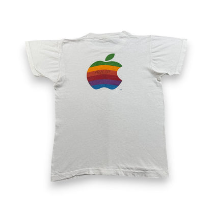 80s APPLE アップル レインボーロゴ 旧ロゴ Tシャツ 企業T 白 USA製 シングルステッチ co-t-2505-011