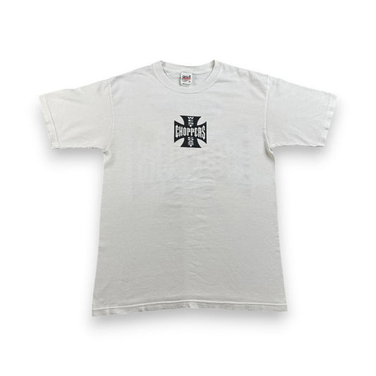 WEST COAST CHOPPERS アイアンクロス anvil ロゴ 企業 バイク Tシャツ ウエストコーストチョッパーズ USA 白 M long beach co-t-2505-012