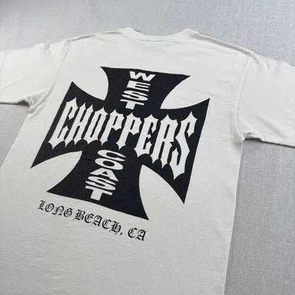 WEST COAST CHOPPERS アイアンクロス anvil ロゴ 企業 バイク Tシャツ ウエストコーストチョッパーズ USA 白 M long beach co-t-2505-012