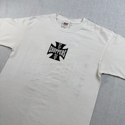 WEST COAST CHOPPERS アイアンクロス anvil ロゴ 企業 バイク Tシャツ ウエストコーストチョッパーズ USA 白 M long beach co-t-2505-012
