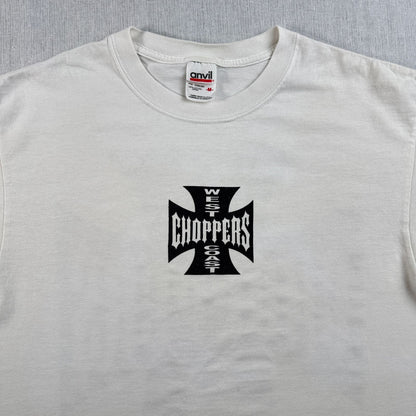 WEST COAST CHOPPERS アイアンクロス anvil ロゴ 企業 バイク Tシャツ ウエストコーストチョッパーズ USA 白 M long beach co-t-2505-012
