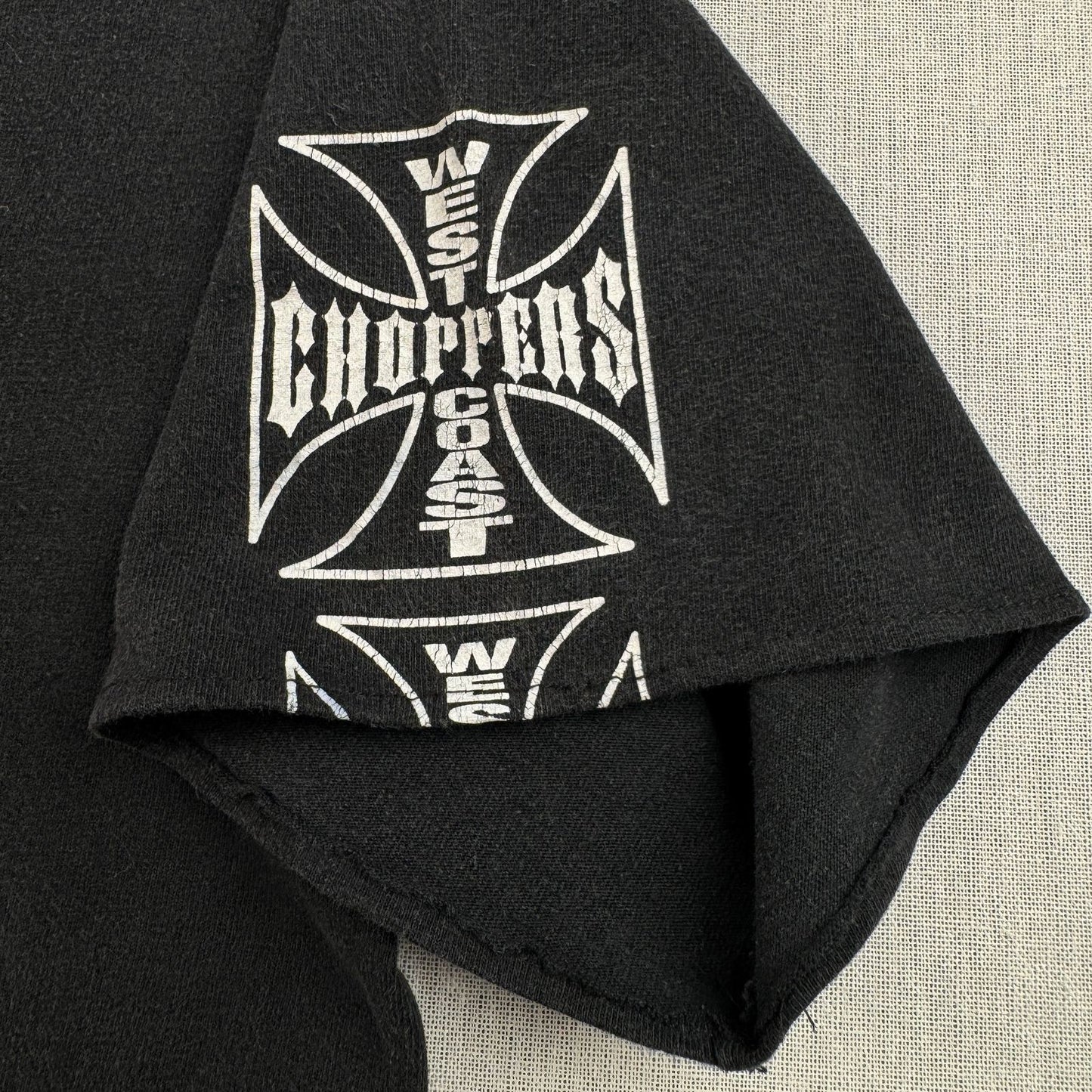 WEST COAST CHOPPERS アイアンクロス 長袖 カットオフ ロゴ 企業 バイク Tシャツ ウエストコーストチョッパーズ 黒 co-t-2505-013