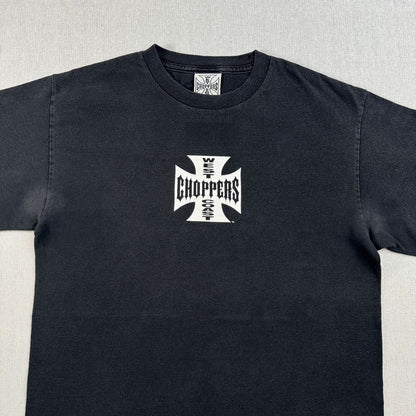 WEST COAST CHOPPERS アイアンクロス 長袖 カットオフ ロゴ 企業 バイク Tシャツ ウエストコーストチョッパーズ 黒 co-t-2505-013