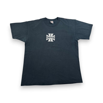 WEST COAST CHOPPERS アイアンクロス 黒 anvil ロゴ 企業 バイク Tシャツ ウエストコーストチョッパーズ USA XL long beach co-t-2505-019