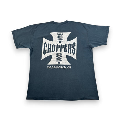 WEST COAST CHOPPERS アイアンクロス 黒 anvil ロゴ 企業 バイク Tシャツ ウエストコーストチョッパーズ USA XL long beach co-t-2505-019