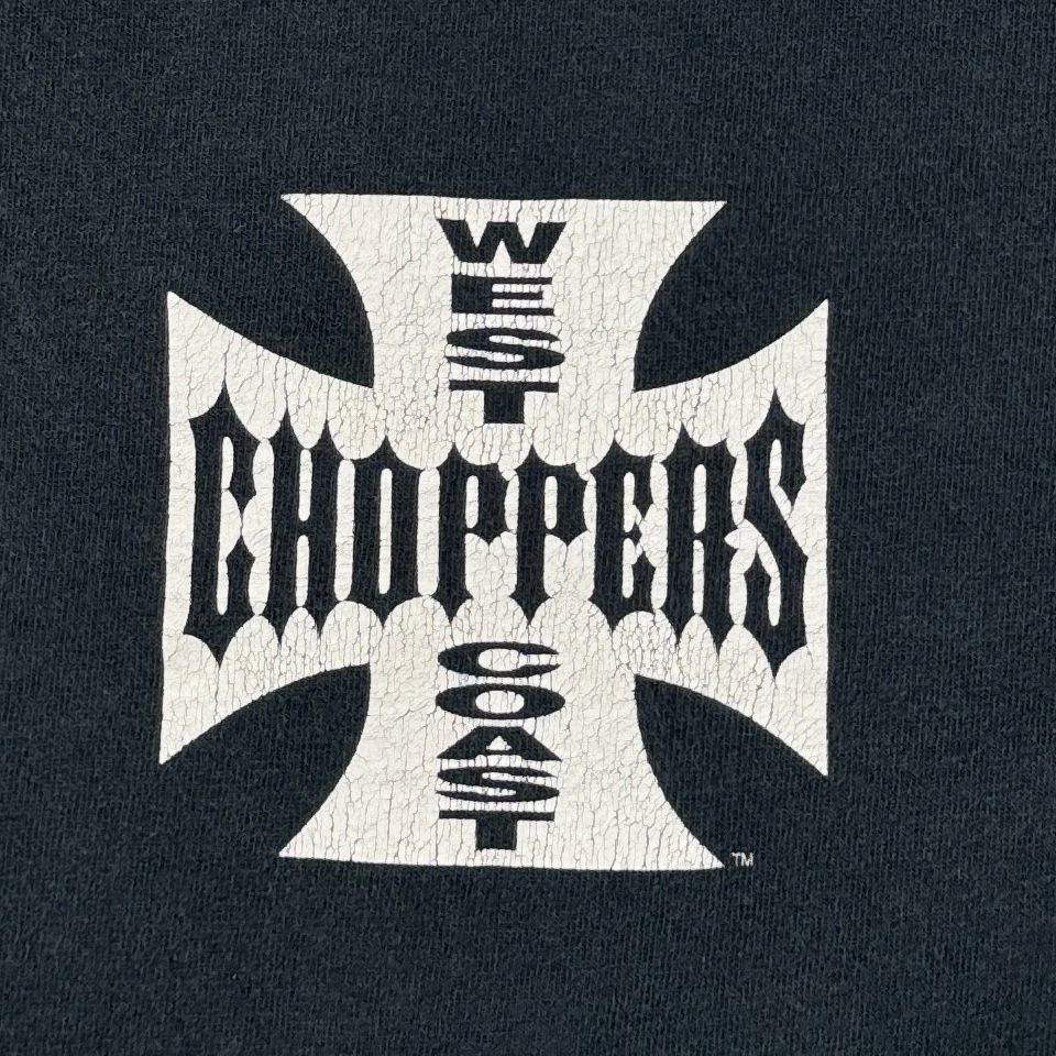 WEST COAST CHOPPERS アイアンクロス 黒 anvil ロゴ 企業 バイク Tシャツ ウエストコーストチョッパーズ USA XL long beach co-t-2505-019