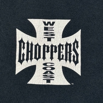 WEST COAST CHOPPERS アイアンクロス 黒 anvil ロゴ 企業 バイク Tシャツ ウエストコーストチョッパーズ USA XL long beach co-t-2505-019