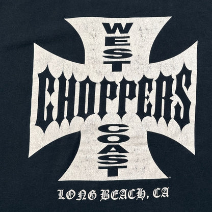 WEST COAST CHOPPERS アイアンクロス 黒 anvil ロゴ 企業 バイク Tシャツ ウエストコーストチョッパーズ USA XL long beach co-t-2505-019