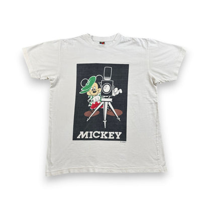 90s 00s ディズニー ミッキー Tシャツ白 映画 カメラ disney d-u-2505-039
