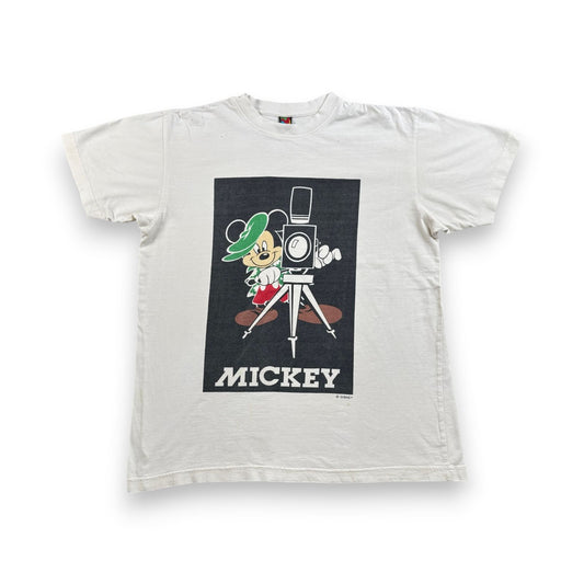 90s 00s ディズニー ミッキー Tシャツ白 映画 カメラ disney d-u-2505-039