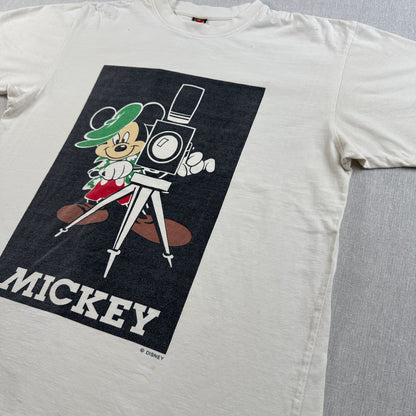 90s 00s ディズニー ミッキー Tシャツ白 映画 カメラ disney d-u-2505-039