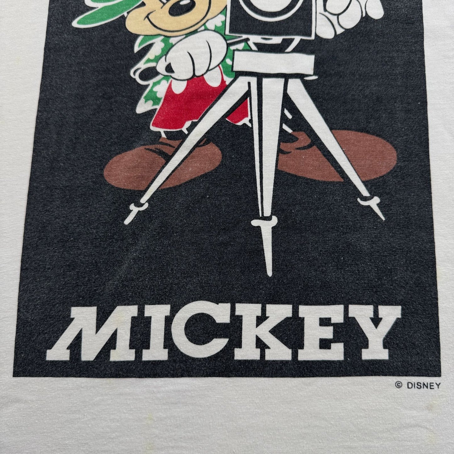 90s 00s ディズニー ミッキー Tシャツ白 映画 カメラ disney d-u-2505-039