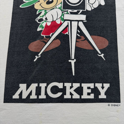90s 00s ディズニー ミッキー Tシャツ白 映画 カメラ disney d-u-2505-039