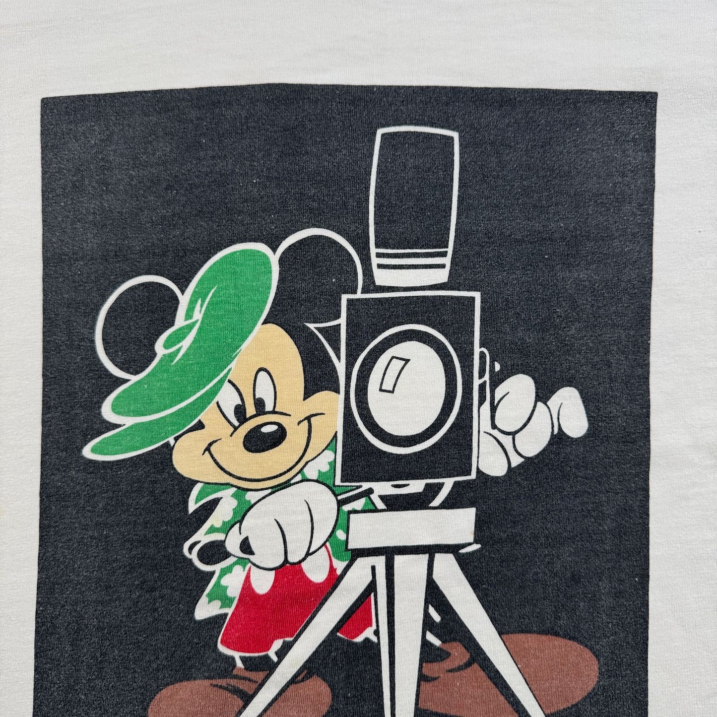 90s 00s ディズニー ミッキー Tシャツ白 映画 カメラ disney d-u-2505-039