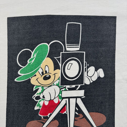 90s 00s ディズニー ミッキー Tシャツ白 映画 カメラ disney d-u-2505-039